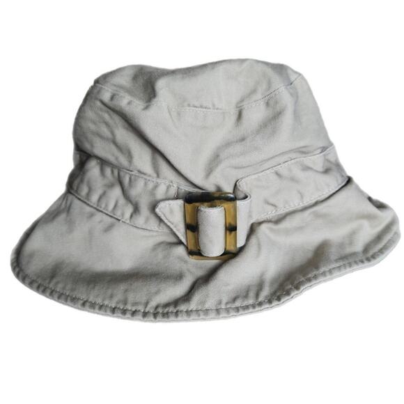 khaki bucket hat tortoiseshell buckle 90s summer - Picture 1 of 6